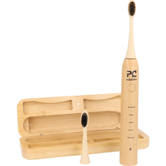 Brosse à dents électrique en bambou Pulse Care avec tête interchangeable et étui de rangement