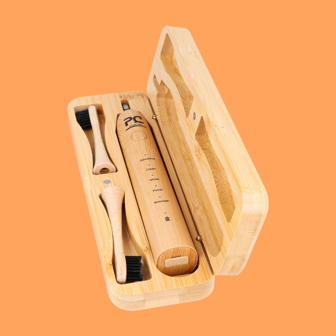 Kit brosse à dents électrique en bambou Pulse Care avec étui de rangement et têtes interchangeables