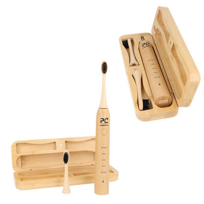 ensemble brosse à dents électrique écologique Pulse Care avec coffret de rangement en bambou