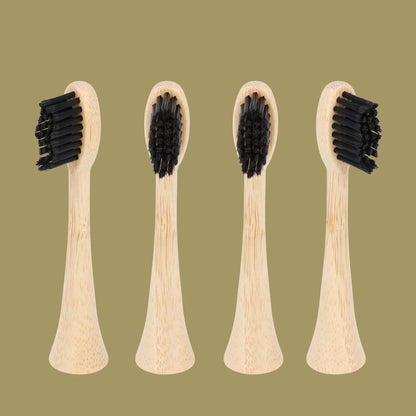 4 têtes de rechange en bambou avec fibres au charbon pour brosse à dents électrique Pulse Care