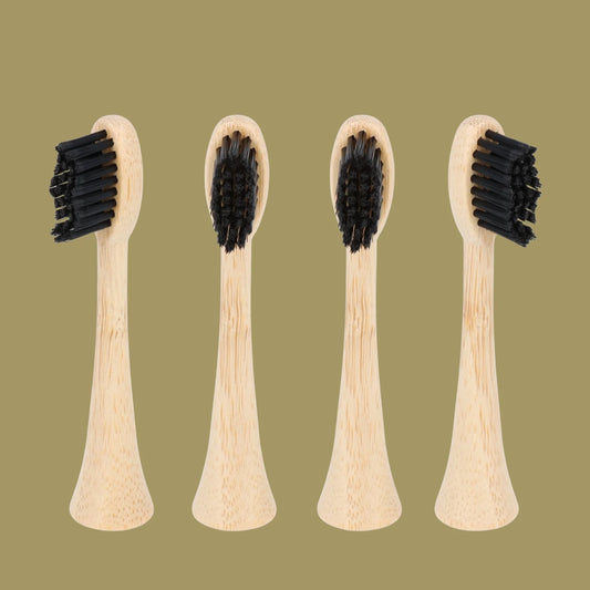 4 têtes de rechange en bambou avec fibres au charbon pour brosse à dents électrique Pulse Care